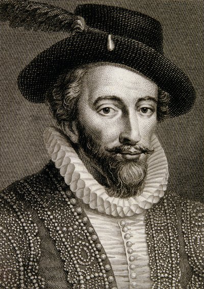 Sir Walter Raleigh (1554-1618) da English School